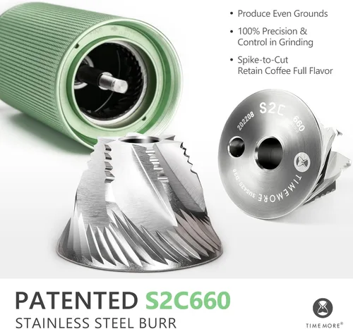 Vista 2 de TIMEMORE Chestnut C3 ESP Pro - Molinillo de café manual de acero inoxidable S2C con mango plegable, ajuste de molienda ajustable para expreso a