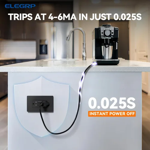 Vista 2 de ELEGRP Toma GFCI de 15 amperios, toma eléctrica GFI de autoprueba con diseño más delgado, receptáculo GFCI resistente a manipulaciones TR
