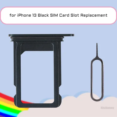 Vista 2 de Para iPhone 13 Negro Tarjeta SIM Ranura Reemplazo Solo SIM Versión Tarjeta Bandeja Adaptador con Anillo de Goma Impermeable Herramienta