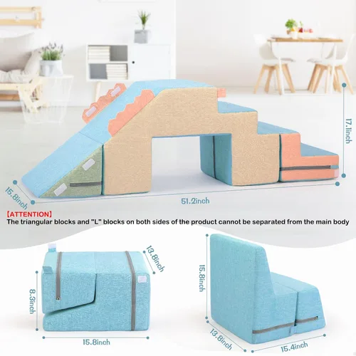 Vista 7 de Asweets 4 en 1 bloques de espuma para escalar para niños pequeños, juguetes de escalada y gateo suaves para interiores para la creatividad e