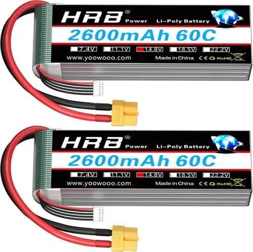 HRB Batería Lipo XT60 60C 14.8V RC Lipo compatible con RC Car RC Airplane RC Truck RC Boat