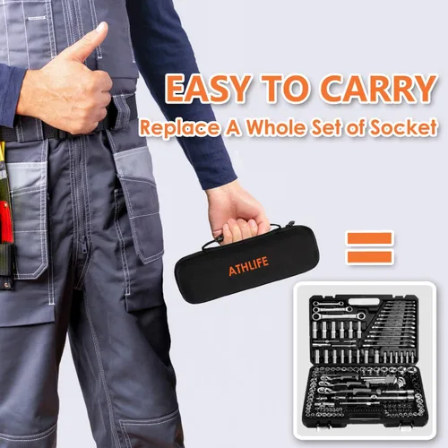 Vista 6 de Kit de herramientas de llave de vaso universal de 0.39 a 0.79 pulgadas, juego de herramientas de agarre con llave de trinquete 3/8, adaptador