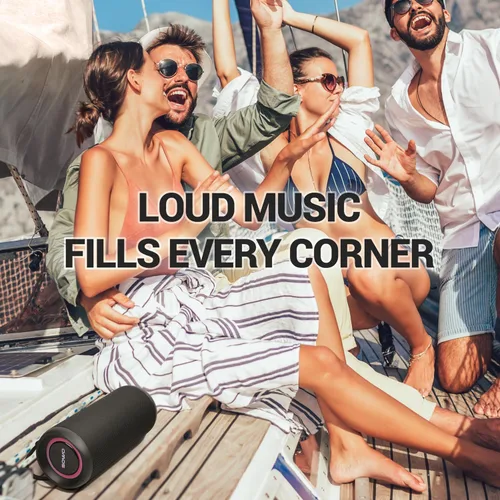 Vista 5 de Altavoz Bluetooth Inalámbrico Impermeable - Altavoz Portátil Potente con Subwoofer y Tweeter Integrados, Graves Extra, Sonido Estéreo, IP67, Luces