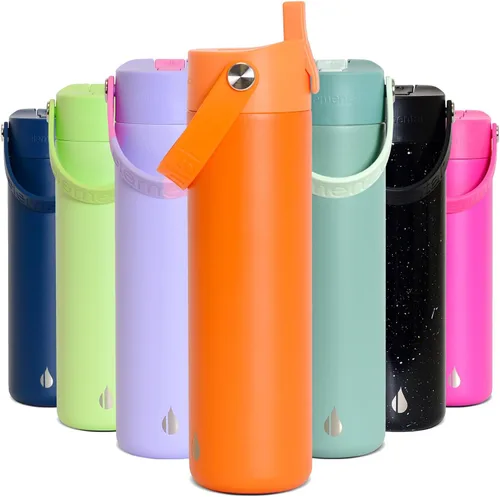 Vista 58 de Elemental Core - Botella de agua de acero inoxidable de 24 onzas con Beige