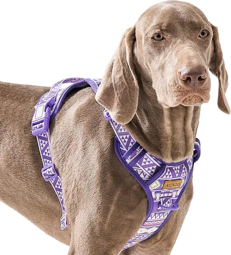 Vista 17 de Arnés para perro sin tirones, chaleco ajustable para perro para caminar fácilmente, material Oxford transpirable, arnés reflectante para mascotas