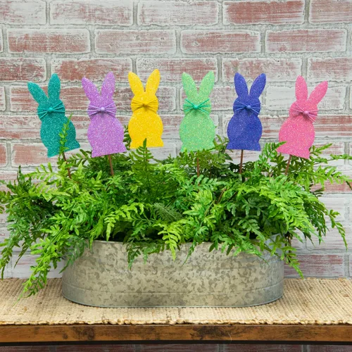 Vista 2 de The Round Top Collection - Mini conejitos con purpurina, juego de 6, metal