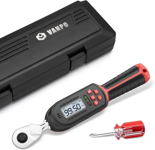 Vista 13 de VANPO Llave dinamométrica digital de 1/4 pulgadas, 1.1-22.1 pies-libras/1.5-30 Nm, con valores preestablecidos, 2% de precisión, timbre