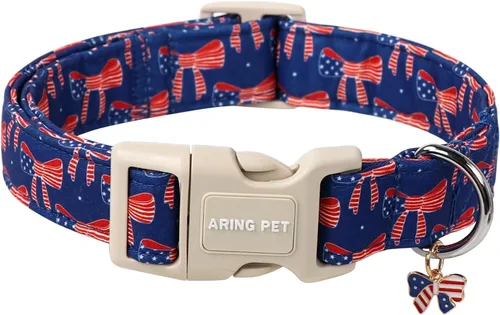 Vista 24 de Aring Pet Collar de algodón, ligero y ajustable, con hebilla de liberación rápida para perros pequeños, medianos y grandes, para cachorros, S