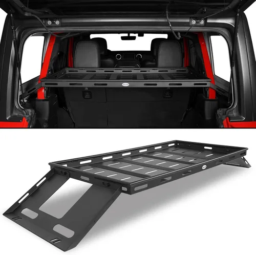 Hooke Road Bandeja de cesta de carga para maletero trasero para Jeep Wrangler JK JL 2007-2026, 4 puertas, estante de acero resistente para equipo de