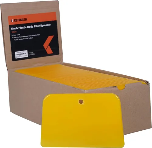 Vista 9 de KREFINISH Esparcidores de Relleno Corporal (3 Tamaños, 15 Piezas) - Esparcidor Plástico Reutilizable Amarillo para Rellenos Automotrices, Masillas