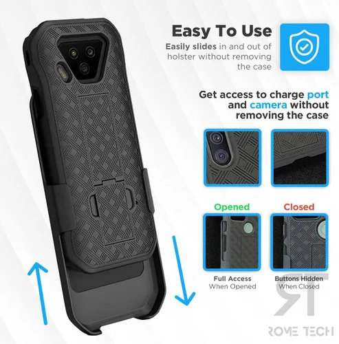 Vista 4 de Funda diseñada para Kyocera DuraForce Ultra 5G E7110 con funda de clip para cinturón, funda con función atril, color negro
