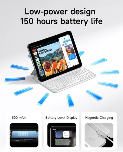 Vista 4 de HOU Funda con teclado para iPad de 10ª generación/iPad de 11ª generación de 11 pulgadas A16 2025 – Folio inteligente, ultra delgada, carga