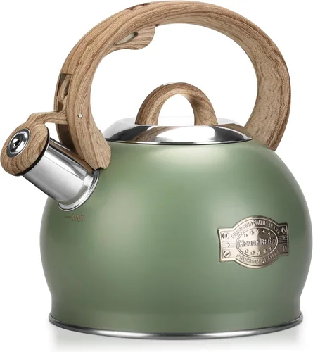 Vista 14 de Hauce Radio - Hervidor de Té para Estufa, Negro - Hervidores de Té de 2.1 Quart con Silbato Fuerte para Estufa, Acero Inoxidable de Grado