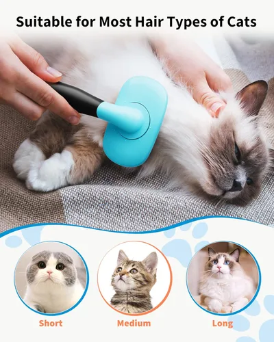 Vista 8 de Glendan Cepillo para perros y gatos - Cepillo de aseo para mascotas Slicker - Herramientas de aseo para desprendimiento (azul)