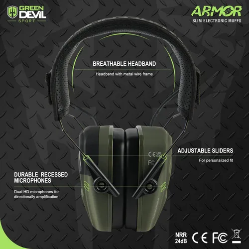 Vista 4 de GREEN DEVIL Disparo Protección auditiva Reducción de ruido electrónico Protección auditiva Orejeras Auriculares para pistola de caza