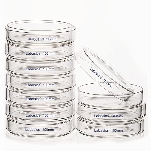 8. Labasics Platos de Petri de vidrio, 3.937 x 0.787 in, autoclave de vidrio de borosilicato, platos de cultivo celular de vidrio de borosilicato