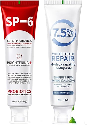 SP-6 Probióticos Pasta de dientes blanqueadora+Pasta dental hidroxiapatita (2pcs)