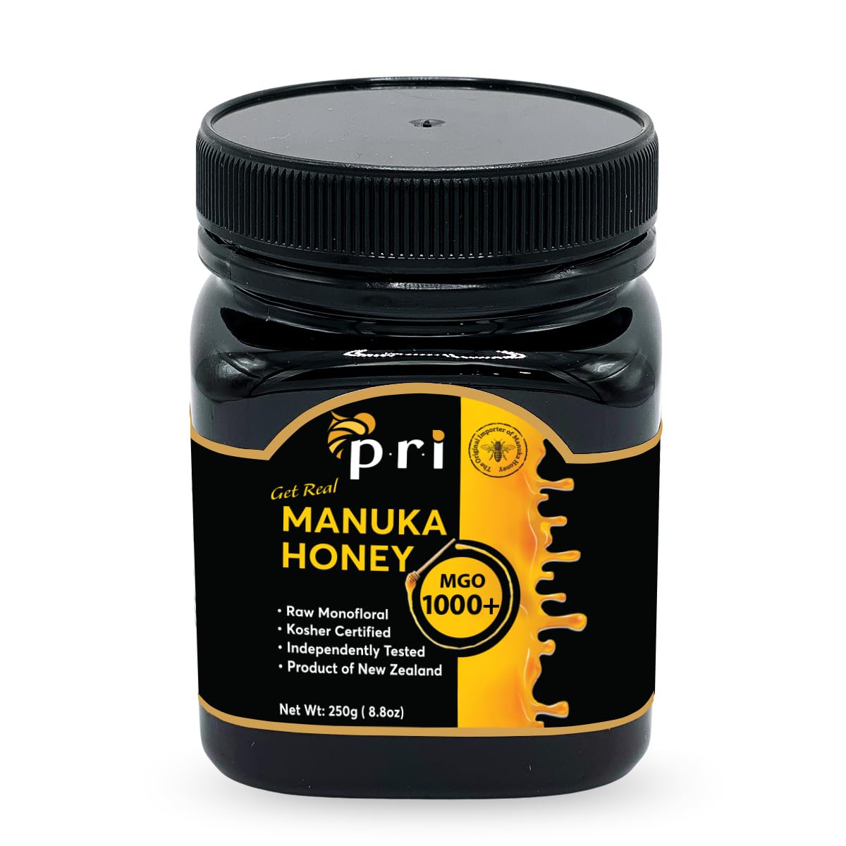 12. P.R.I Miel de Manuka MGO 1000+, 1.1LB de alta resistencia - Miel de Manuka cruda (tarro de 17.64 oz)