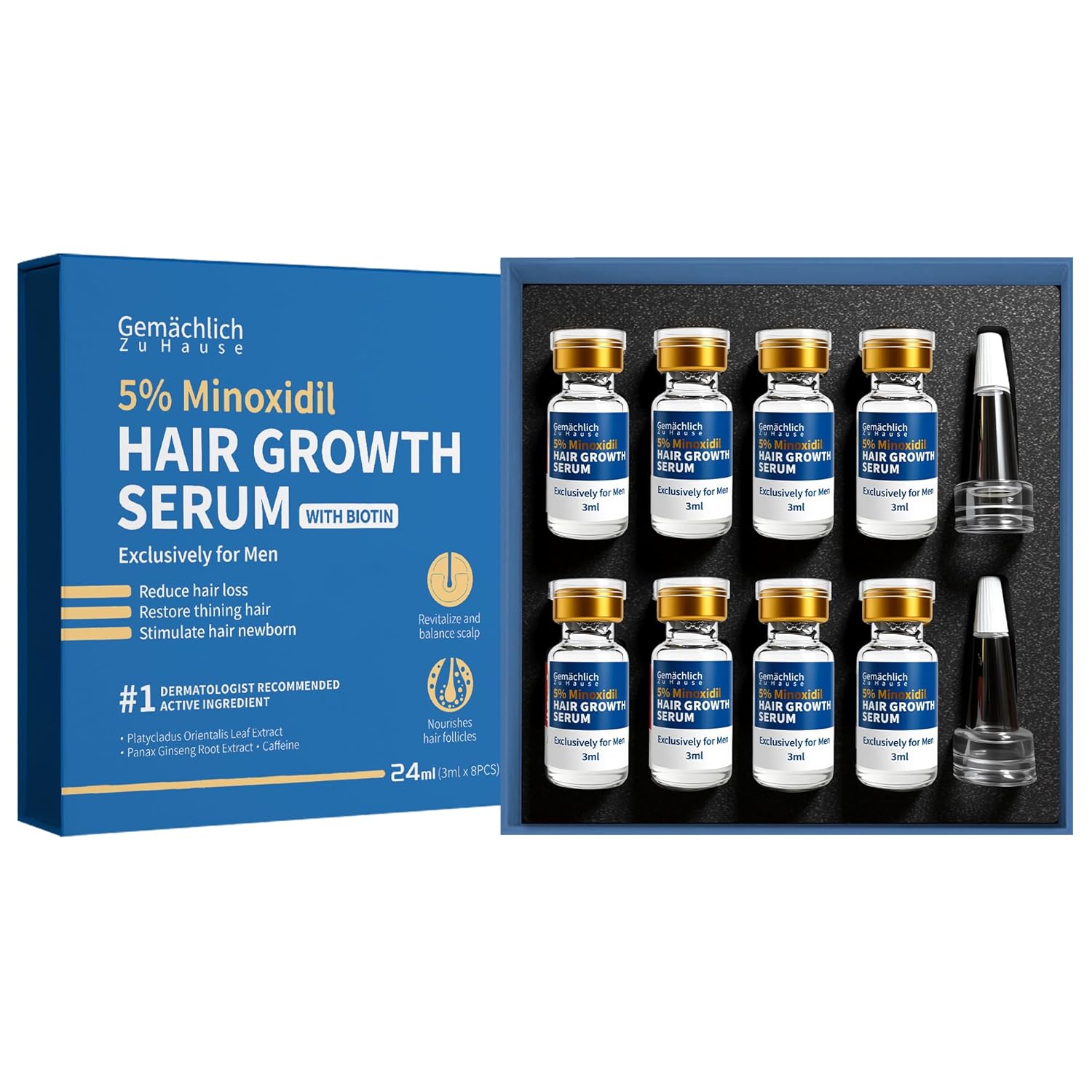 20. 5% de minoxidil para el crecimiento del cabello con biotina, suero tópico extra fuerte con solución de minoxidil con romero y cafeína