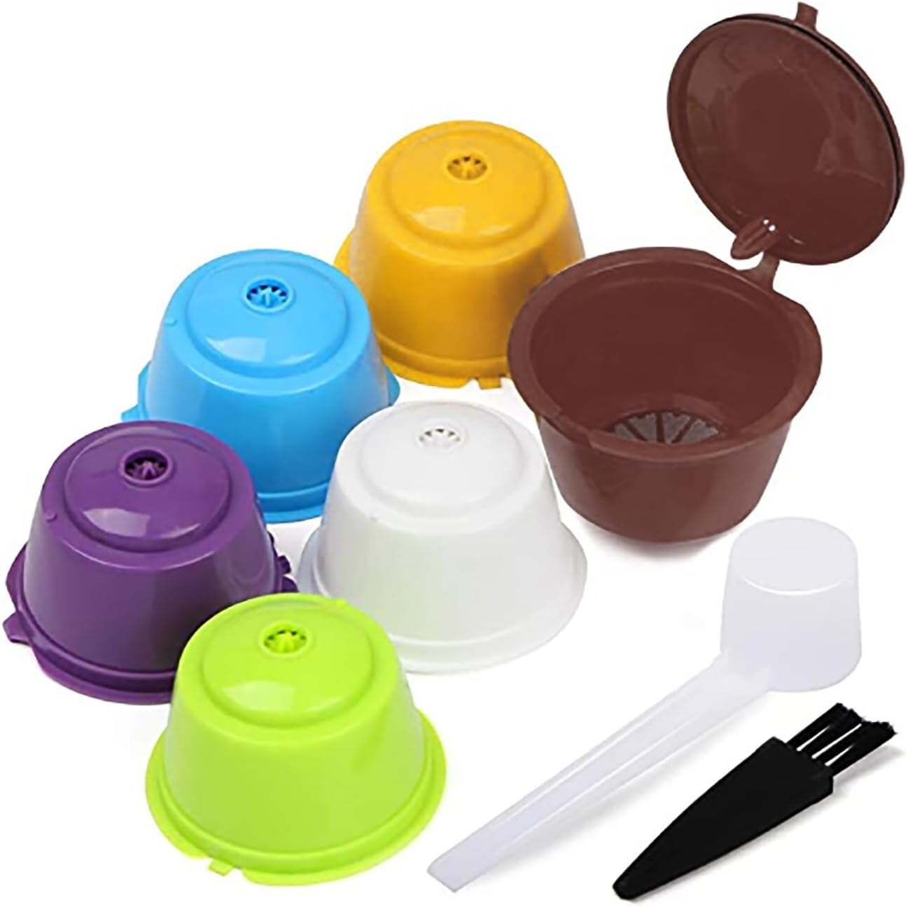 6. Cápsulas de café reutilizables, paquete de 6 cápsulas de café rellenables coloridas recargables, compatibles con Dolce Gusto