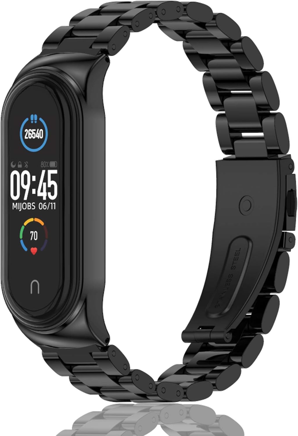 MIJOBS Mi Band 6 Mi Band 5 Correa para Xiaomi Mi Band 4 3, Correa de reloj de acero inoxidable Pulsera de repuesto de metal para Mi Smart Band 6