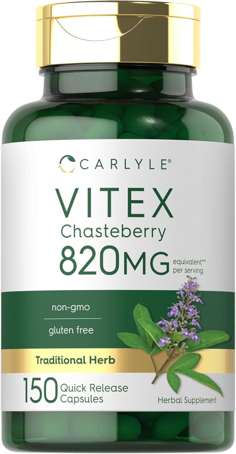 17. Carlyle Vitex - Suplemento de Chasteberry | 820 mg | 150 cápsulas | Vitex Agnus-Castus Fruit para mujeres | Sin OMG, sin gluten