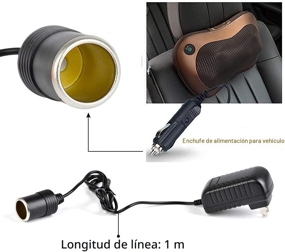 15. Convertidor de CA a CC, 2 A 24 W, adaptador de corriente para toma encendedor de cigarrillos de coche 110-240 V a 12 V CA/CC, negro