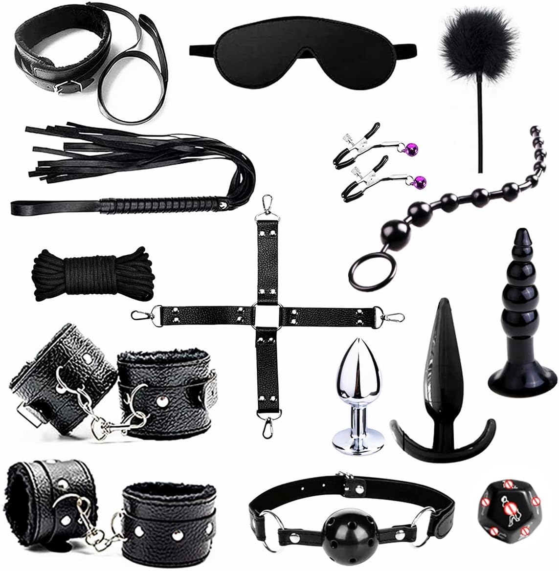 16. Juguetes sexuales Bondage BDSM Kit de restricciones Set Fetiche Bed Restraints Kits para principiantes SM Juegos para adultos 18 piezas