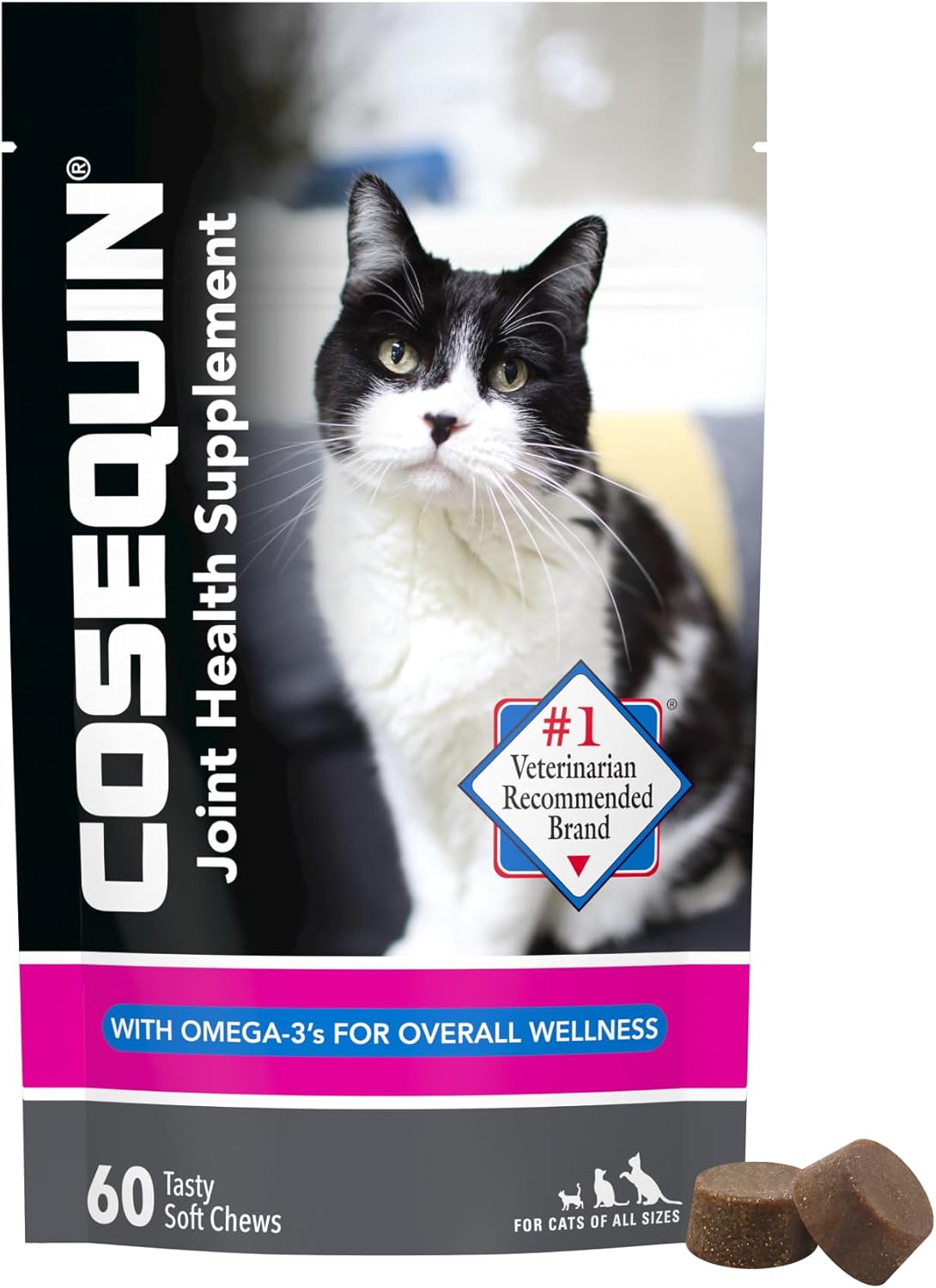 15. Nutramax Cosequin para Gatos - Suplemento para la salud de las articulaciones, contiene glucosamina para gatos, además de condroitina y omega-3,