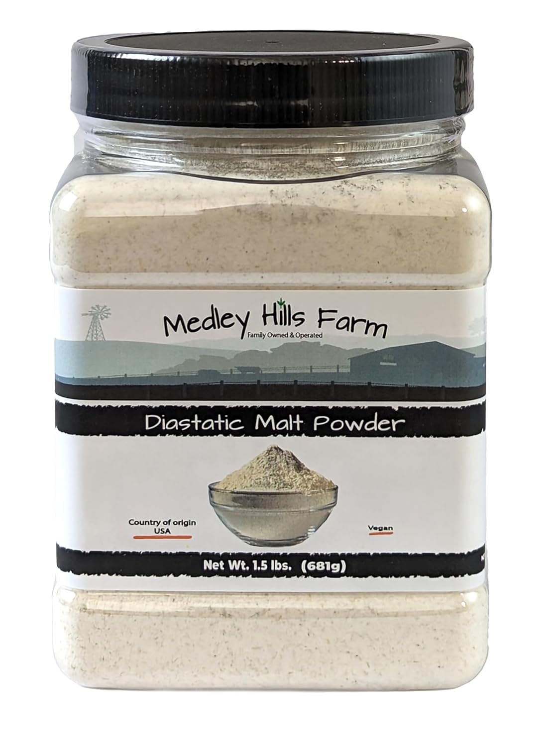 12. Medley Hills Farm - Polvo de malta diastásica de 1.5 libras en recipiente reutilizable, gran polvo de malta diastásica para hornear pan, corteza de