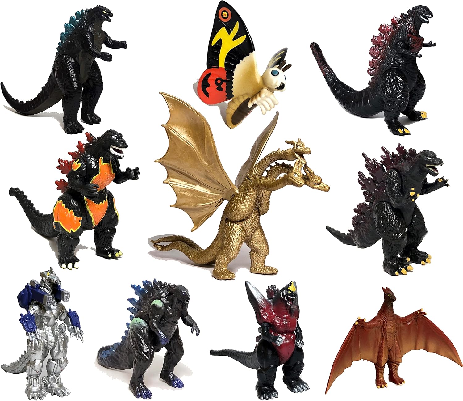TwCare Juego de 10 juguetes Godzilla, figuras de acción articuladas, Rey de los Monstruos vs Kong Mini Dinosaurio Mothra Imago quemando Heisei Mecha, producto más comprado en Cartago