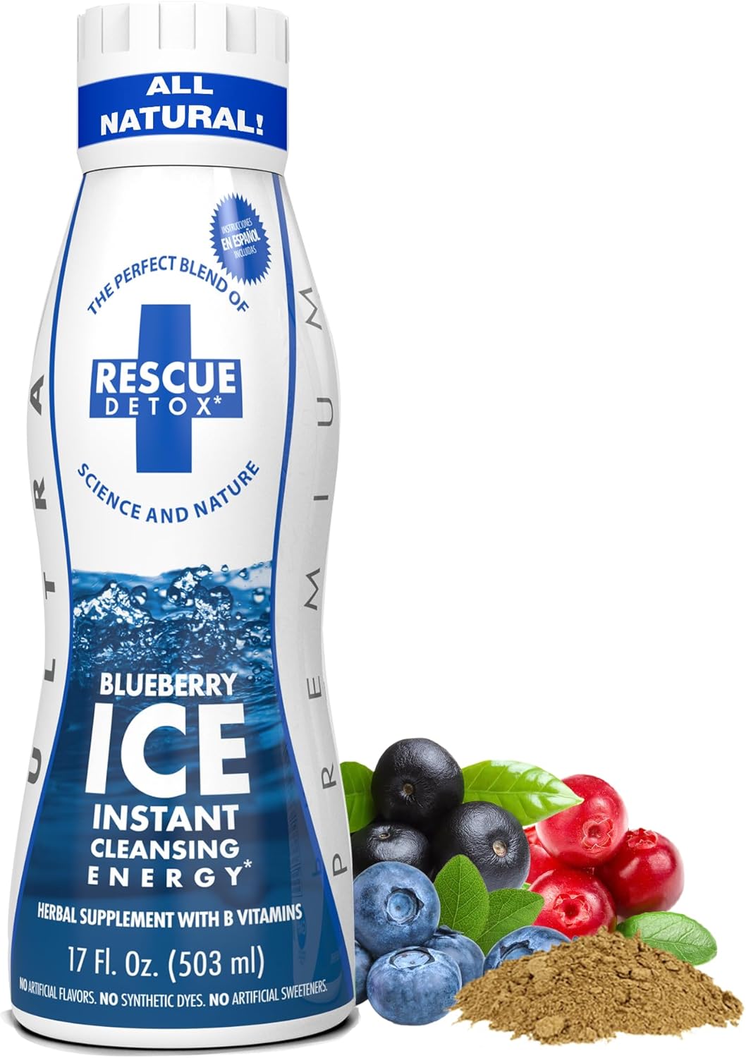 13. Rescue Detox ICE - Sabor a arándano | Máxima fuerza (32 onzas) (17 onzas, arándano)