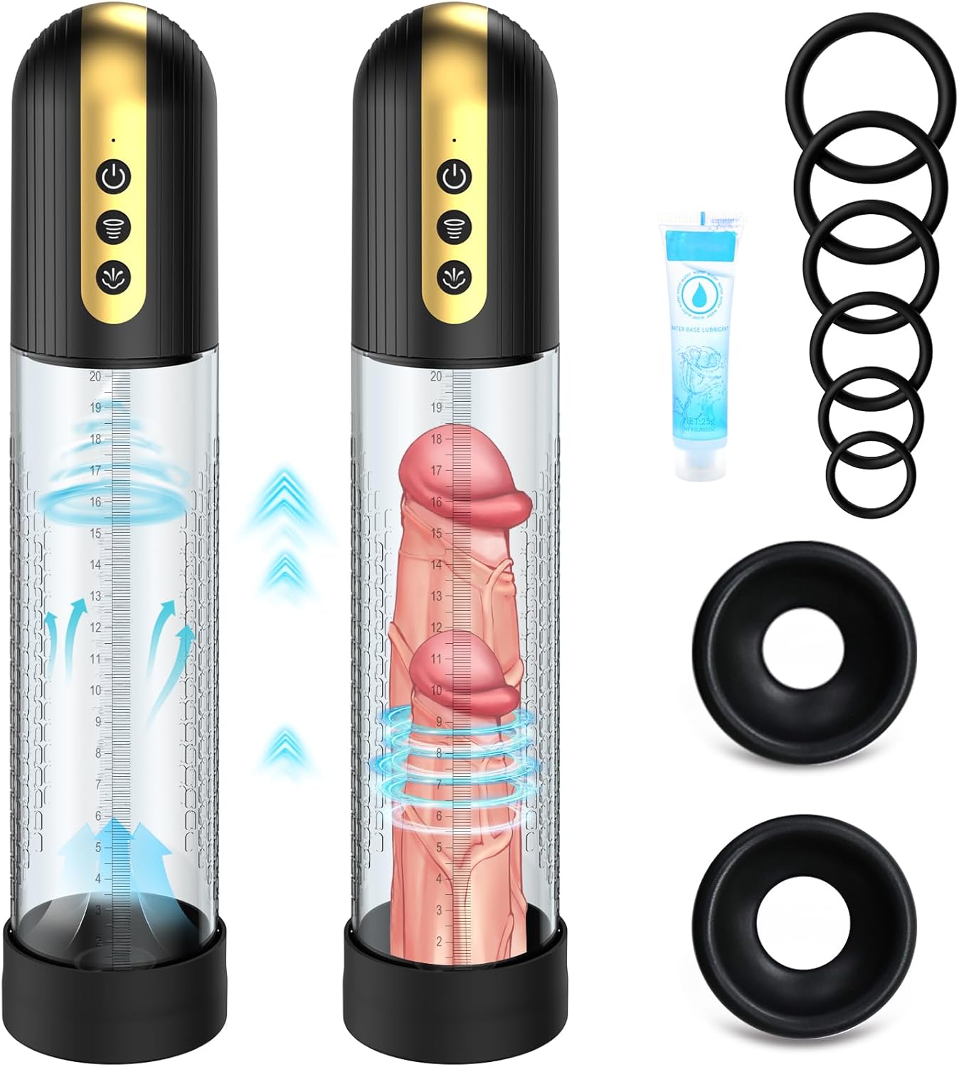 1. Bomba de vacío eléctrica para el pene para hombres, juguetes sexuales para adultos, ampliadora de pene con 4 intensidades de succión y 6 anillos