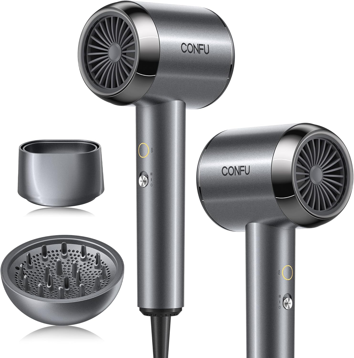 28. CONFU Secador de pelo difusor – Plasma iónico Profesional 1600 W Secador de pelo de secado rápido para cabello rizado antiencrespamiento – Secador