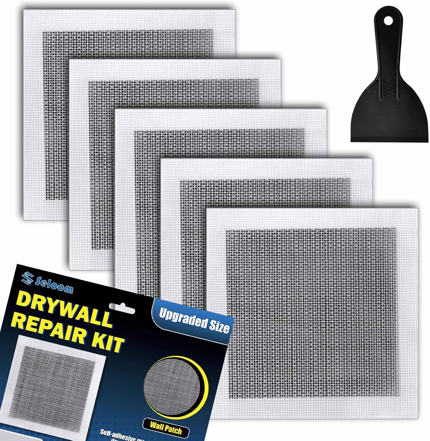 Seloom Kit de reparación de paneles de yeso, tamaño mejorado, kit de parches para paneles de yeso de 10 x 10 pulgadas, agujero grande, parche