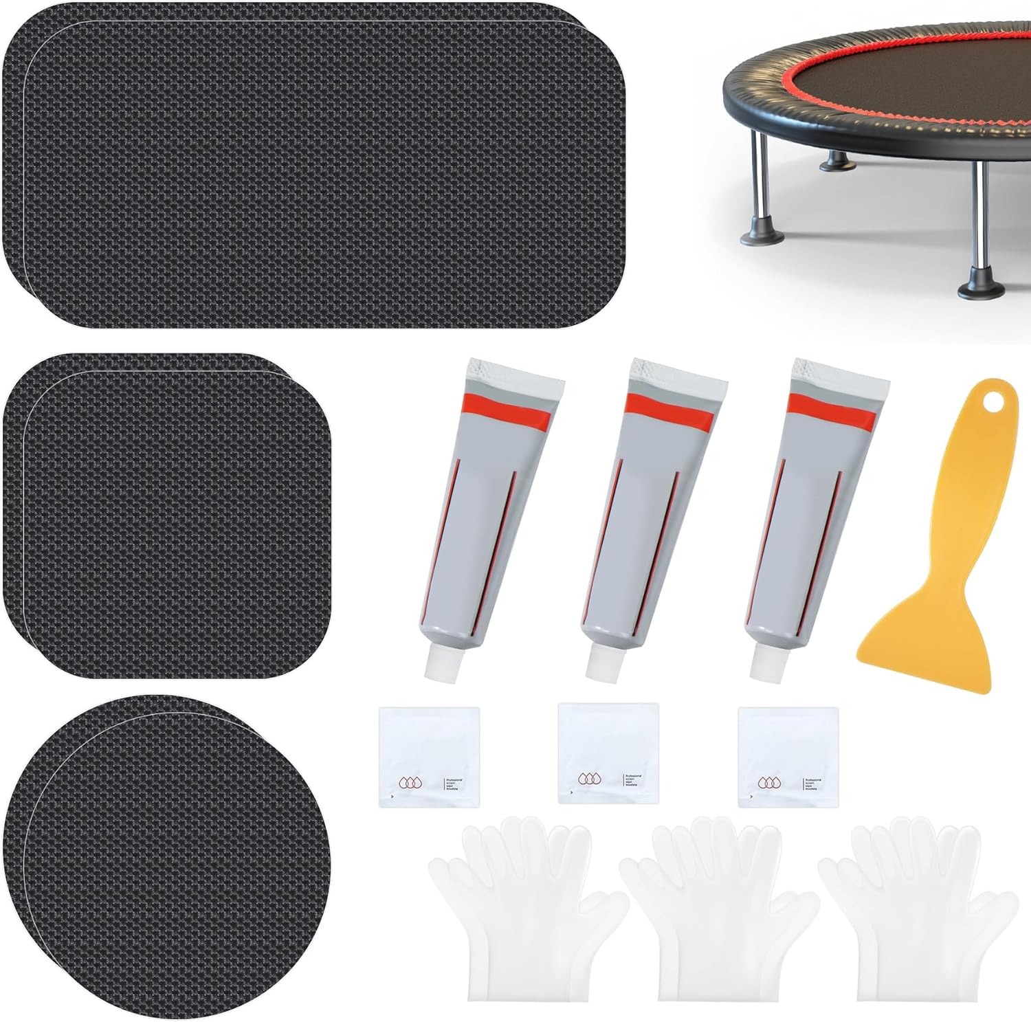 Kit de reparación de parches de trampolín de 3 tamaños Reparación de rotura o agujero en una alfombrilla de trampolín
