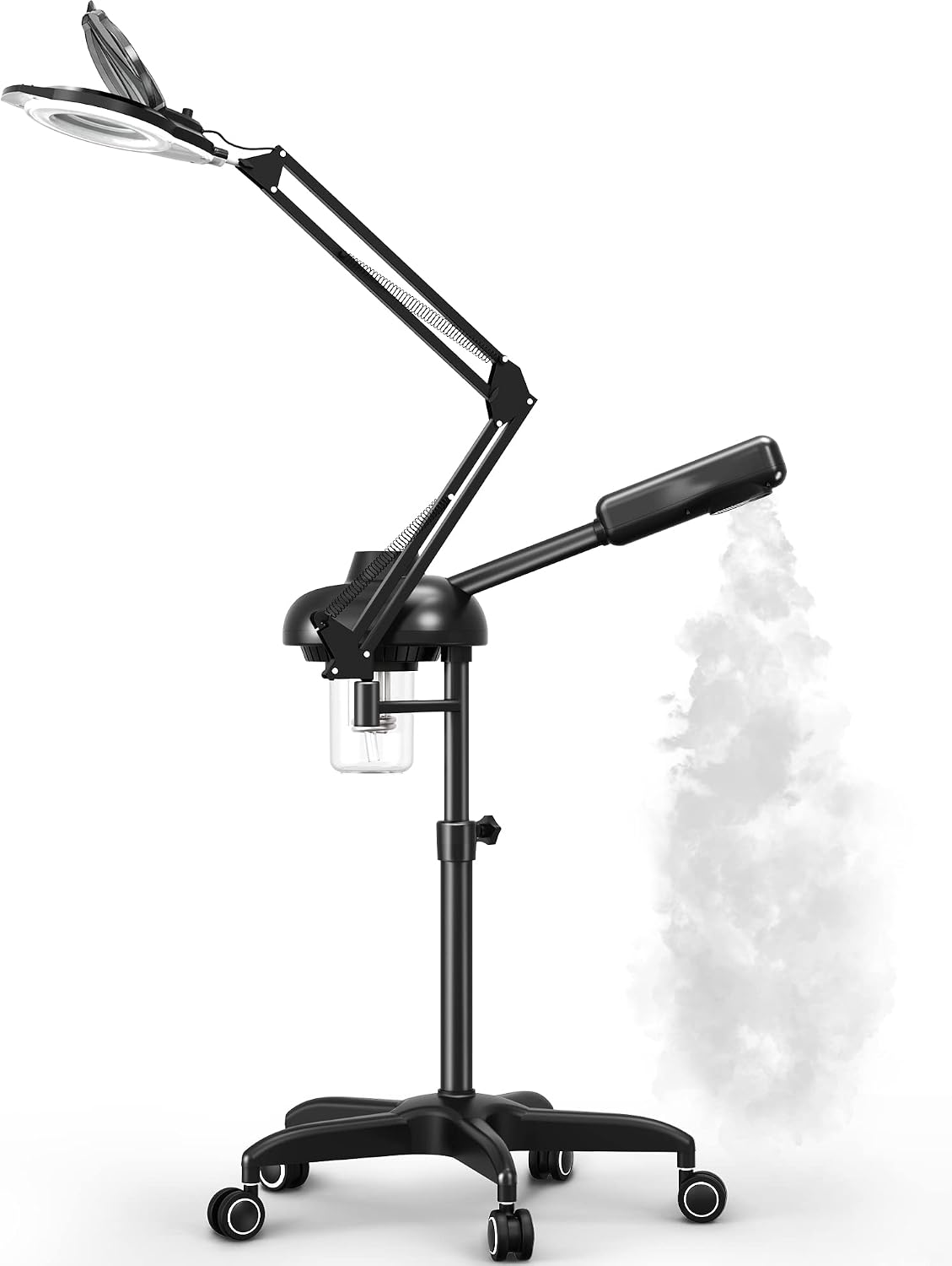 5. TASALON Vaporizador facial profesional 2 en 1, vaporizador facial de ozono caliente para facial con lámpara de aumento 5X, vaporizador esteticista