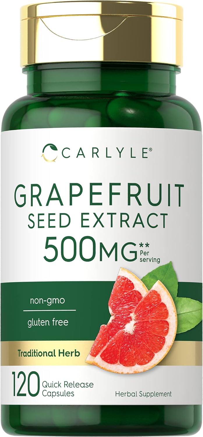 6. Carlyle Extracto de semilla de pomelo 120 cápsulas Máxima fuerza Sin OMG, sin gluten