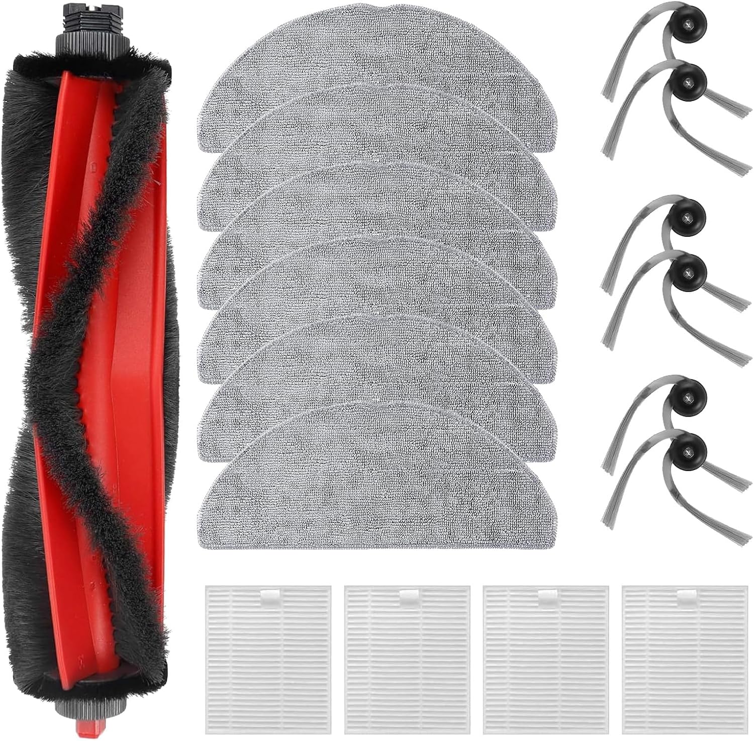 8. Paquete de 17 piezas de accesorios de repuesto para Roborock Q10 S5+/ Q10 S5/Q10 X5/Q10 X5+ kits de aspiradora robot, con 1 cepillo principal, 4