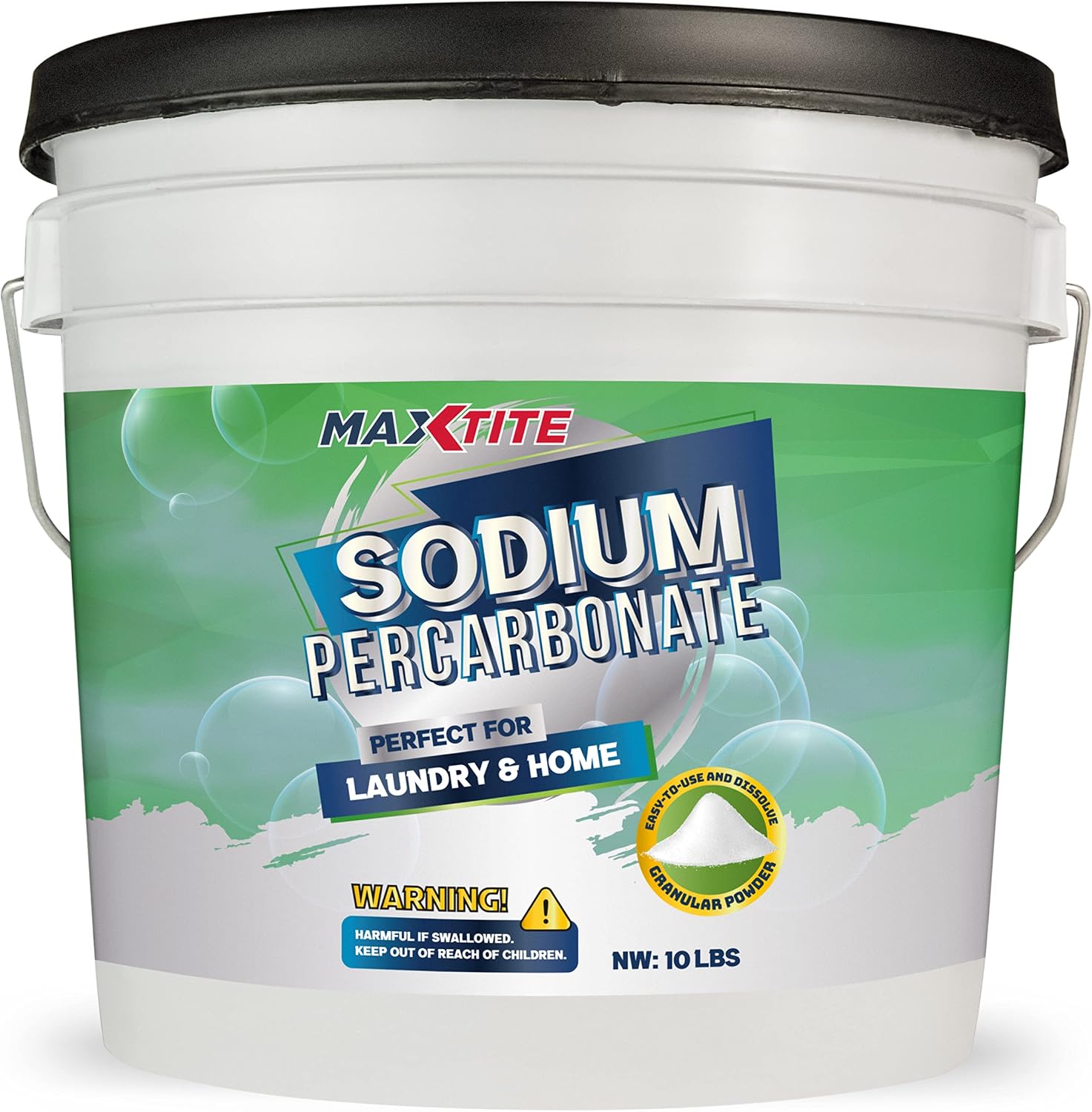 7. MAXTITE Percarbonato de sodio (10 libras) – 100% puro – Peróxido de hidrógeno sólido/lejía de oxígeno – Limpiador multiusos para el hogar