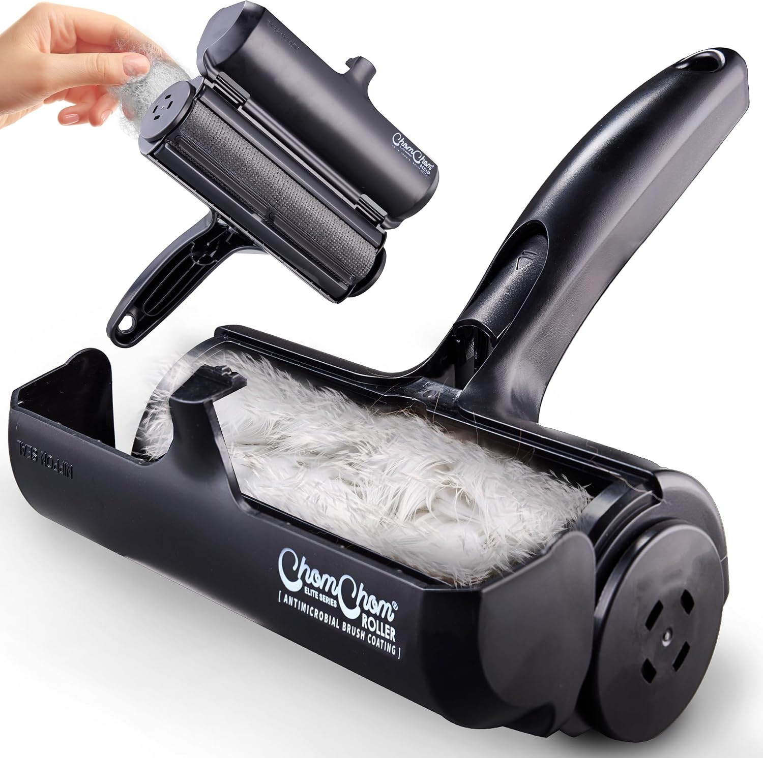 7. ChomChom Roller Removedor de pelo de mascotas – Rodillo de pelusa reutilizable de tamaño original para gatos y perros en muebles, sofá, alfombra