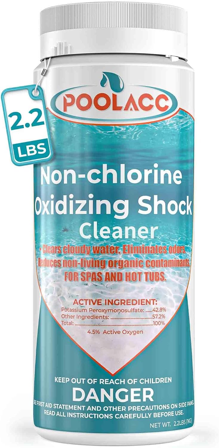 4. POOLACC 35.2oz Limpiador Oxidante Spa Shock Sin Cloro para Bañera de Hidromasaje, Cuidado de Agua Libre de Cloro y Limpiador Oxidante Mejorado