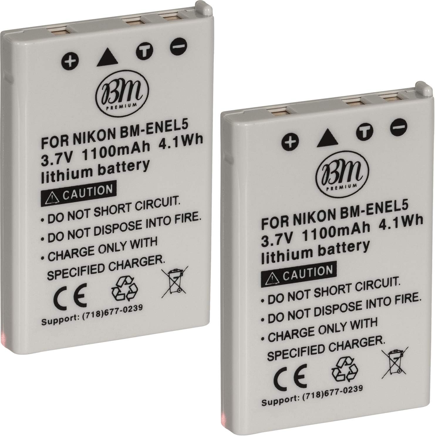 BM Premium Paquete de 2 baterías EN-EL5 para cámara digital Nikon Coolpix P80, P90, P100, P500, P510, P520, P530