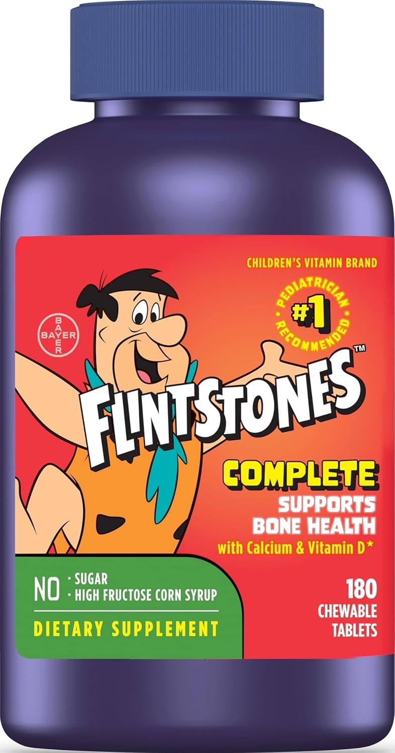 2. Flintstones Vitamins Vitaminas masticables para niños, multivitamínico completo para niños y niños pequeños con hierro, calcio, vitamina C, vitamina