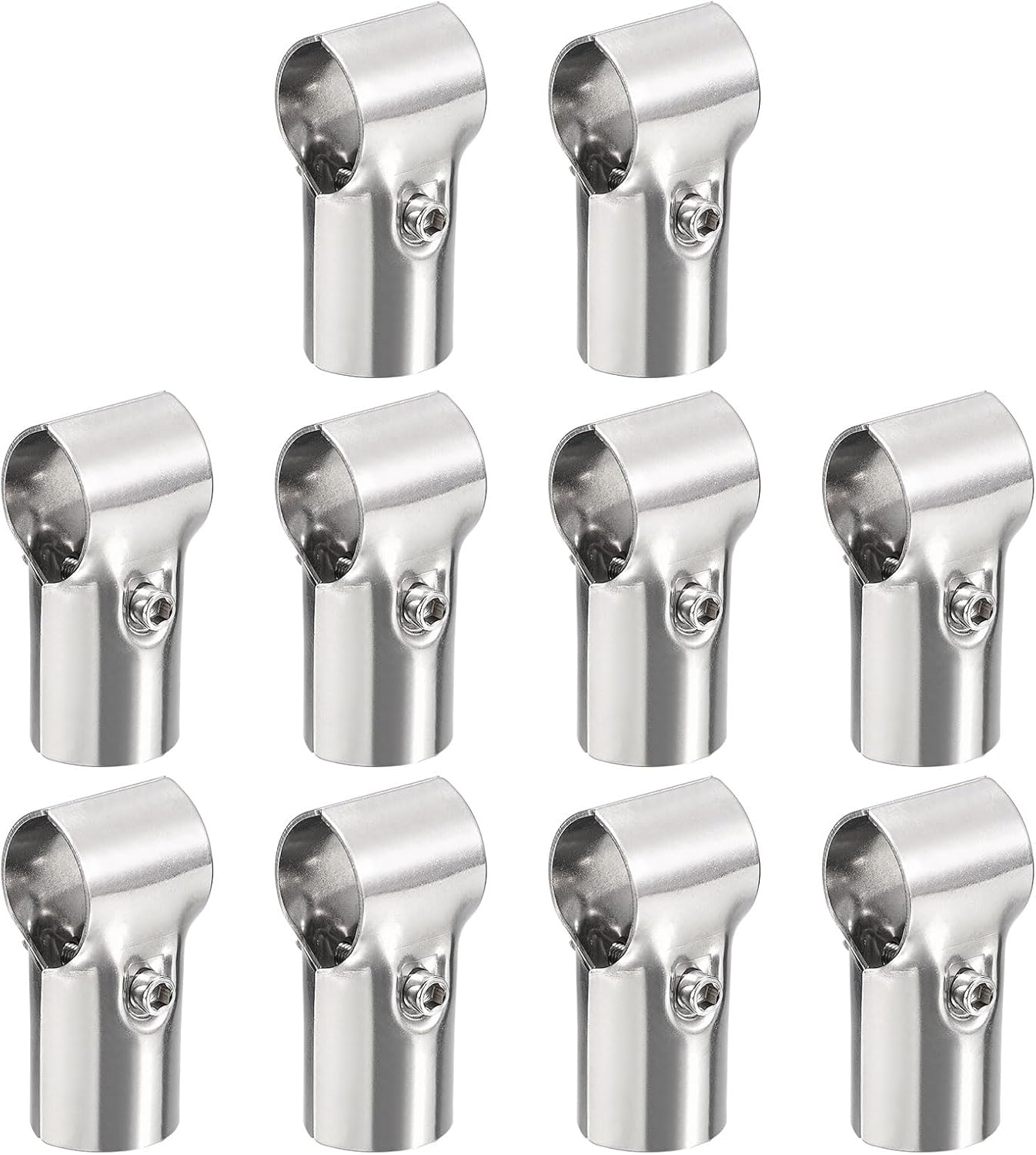 uxcell Conector de tubería estructural, abrazaderas de tubería para juntas de 180 grados, 2 vías, 10 juegos de rieles de esquina de acero inoxidable