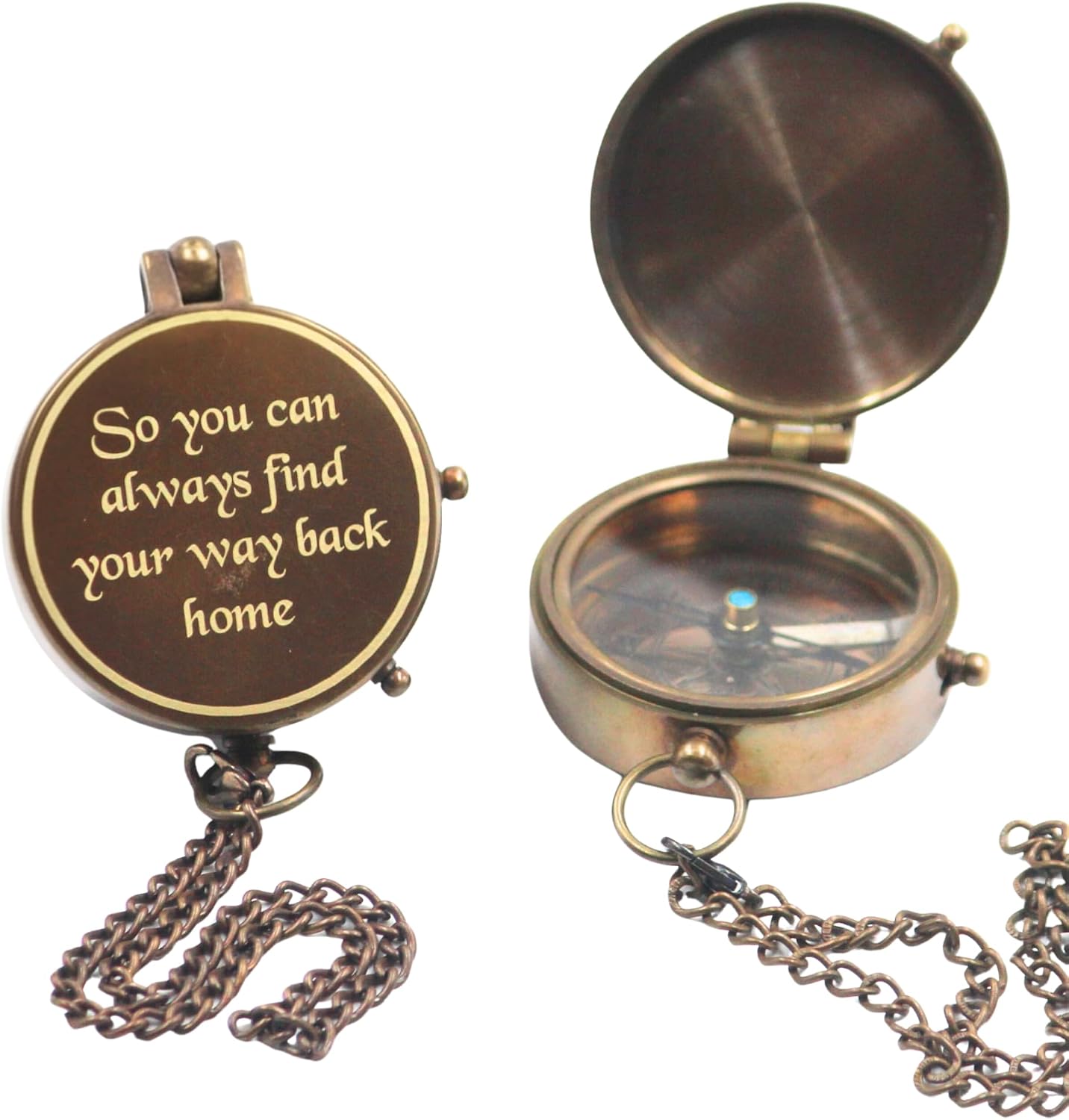 So You Can Brújula de latón antiguo con funda de cuero, 2 pulgadas grabada con cita inspiradora, brújula grabada, regalo náutico para él