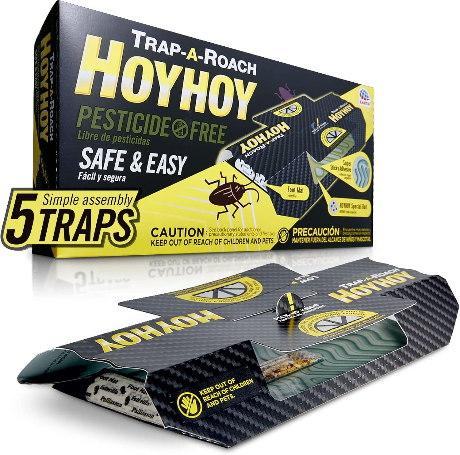 HOY HOY Trampa para Cucarachas - Trampas de Pegamento con Cebo, Excelente para el Hogar con Niños y Mascotas en Interiores, Trampa Adhesiva