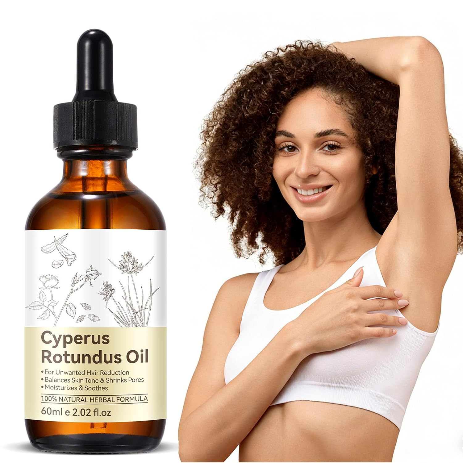 Cyperus Rotundus - Suero inhibidor del cabello con aceite – Regreso lento, reduce la frecuencia de afeitado, calma la piel después de la depilación