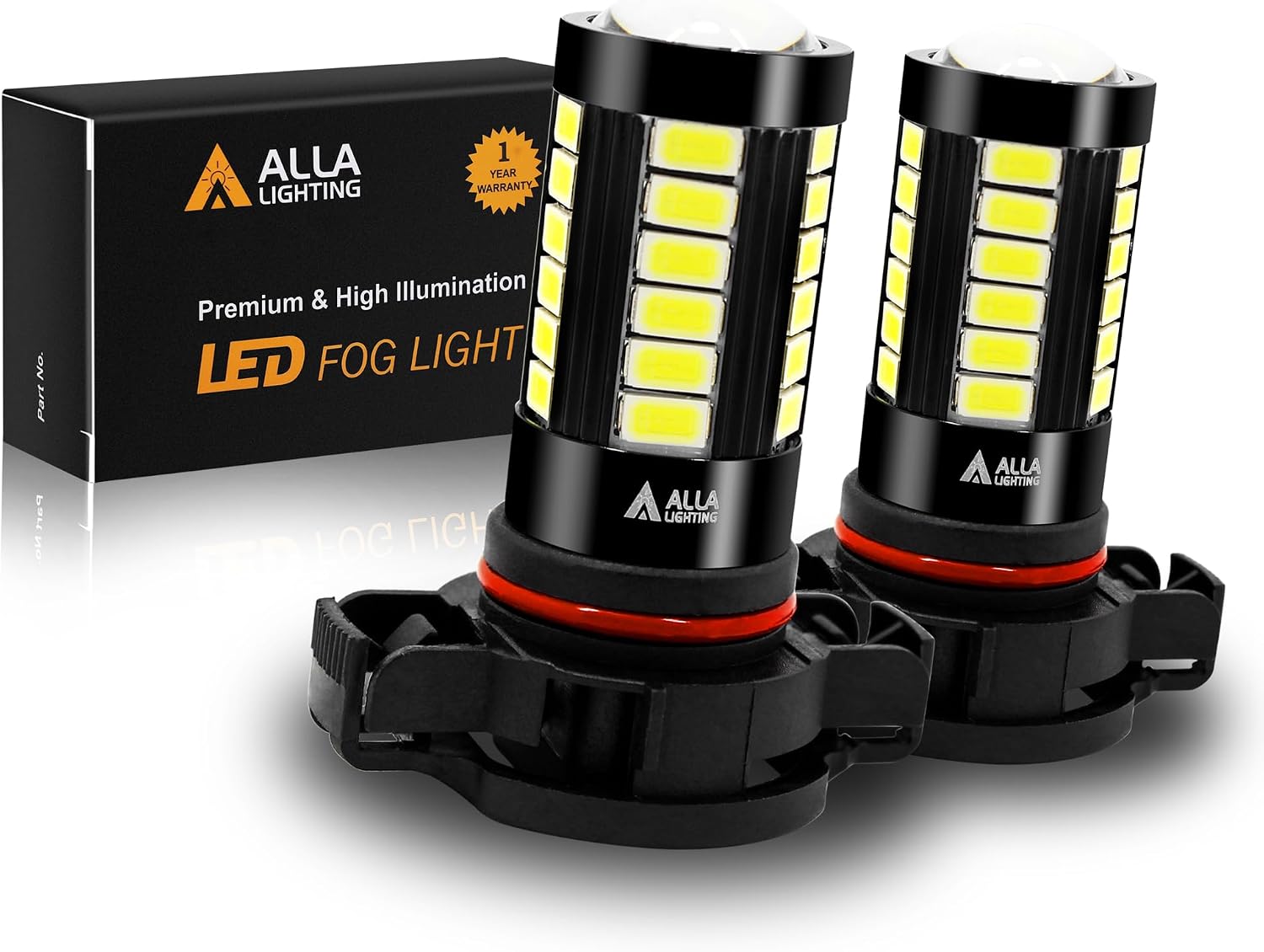 Alla Lighting PSX24W 2504 - Bombillas LED antiniebla súper brillantes, luz xenón blanca 6000 K, 2800 lm, 12276, lámparas antiniebla para auto de 12