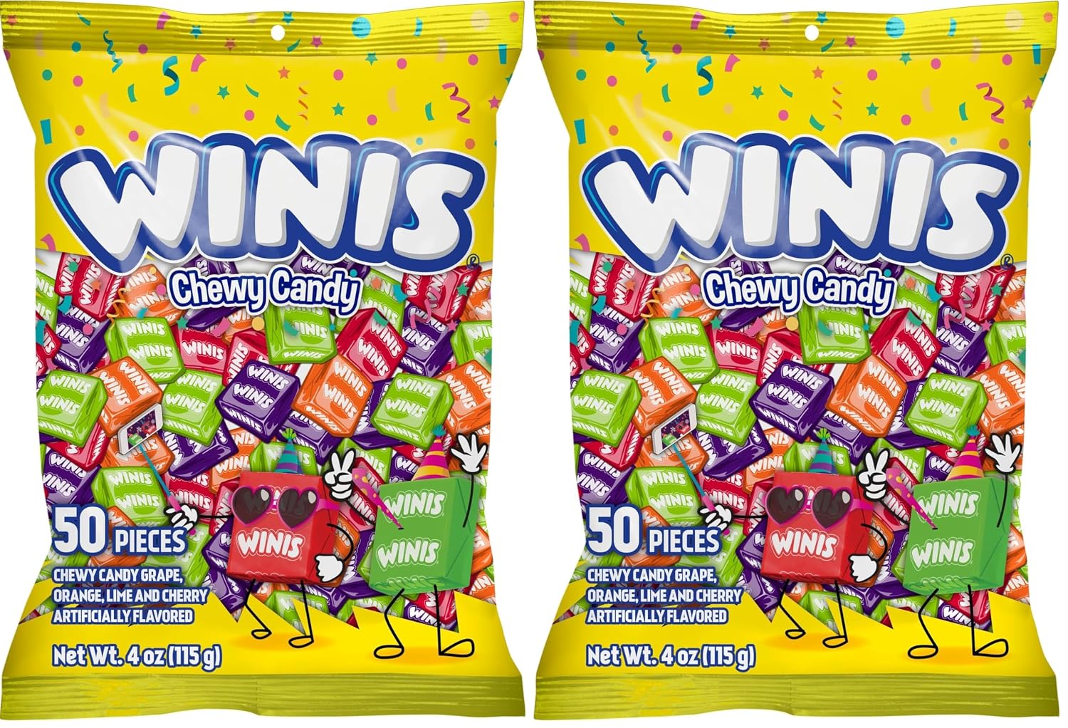5. Winis Bolsa de Variedad Original Caramelos Masticables – Caramelos Taffy 50 piezas envueltas individualmente - Tamaño 4 Oz Regalos, Días Festivos